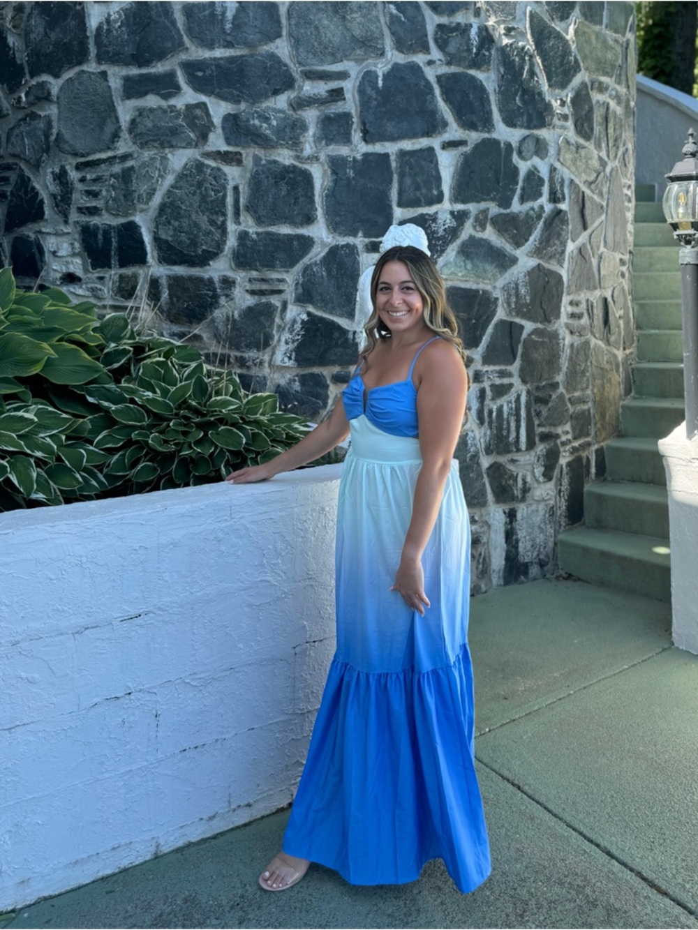Blue Ombre Maxi Dress with Spaghetti Straps